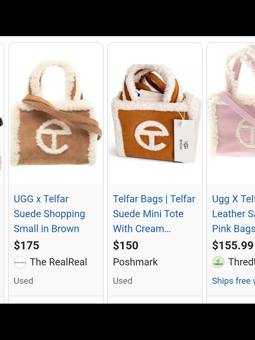 UGG Tan Mini Tote with White Faux-Shearling Trim - Picture 2 of 7